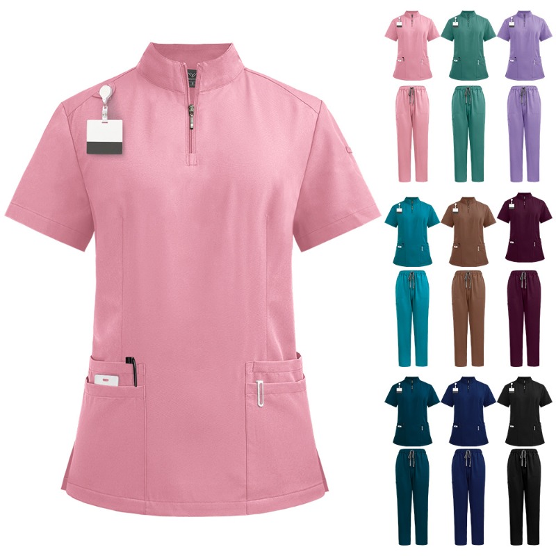 Medical Lab Coat - Nötr Medikal Buzlu Yüzeyli Dik Yaka